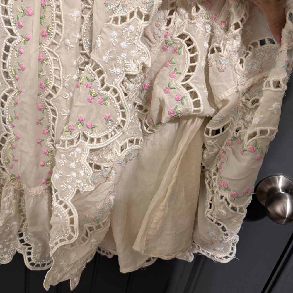 Love Sam Cream Off the Shoulder Beaded Embroidered Floral Midi Dress - Picture 9 of 16